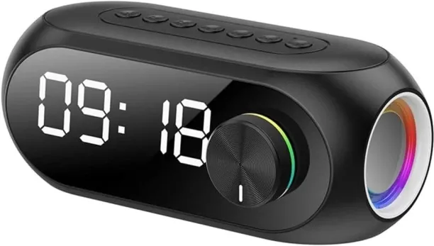 SHIJIN Bedroom Alarm Clock Radio with Color Night Light, Dimmer, Snooze Timer Bluetooth Portable Sp…
