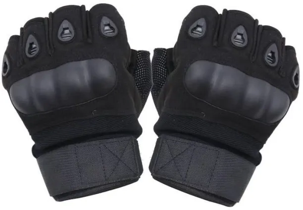Generic Tactical Gloves Military Rubber Hard Knuckle Gloves - Black Gym & Fitness Gloves