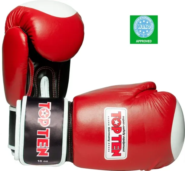 TOP TEN BOXING GLOVES WAKO RED 10OZ Boxing Gloves