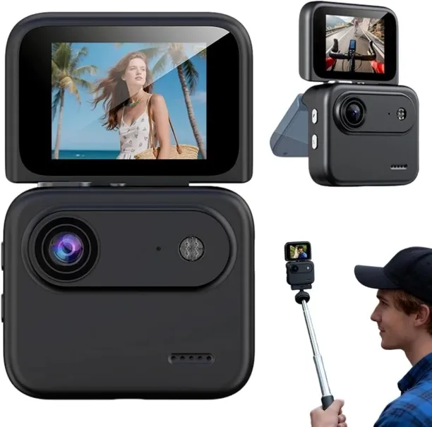 LIUHUI Action Camera 4K 360°, Multi-Functional 143° Wide-Angle Panoramic Action Camera with Flip Sc…