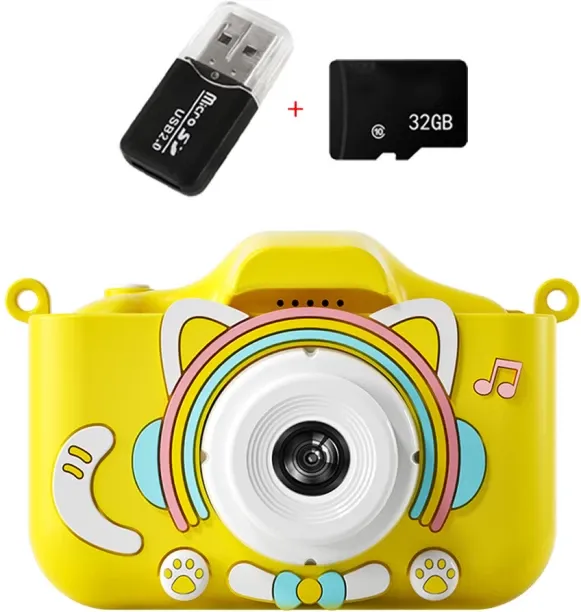 Moucles Cute musical cat Kids Camera, 2.0 Inch HD Screen Children’s Camera with 32GB Card & Reader,…