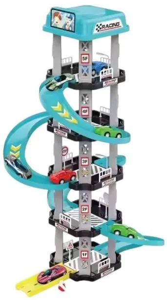 Kids-Up Car Track Toy 5 Floor Sliding Track With Garage Including Cars