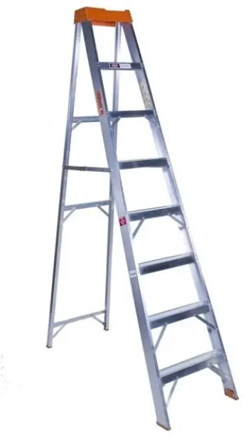 Unique Ladders 8-Step Heavy-Duty Aluminium A-Frame Ladder 2.4 m Standing Height 150 kg Load Capacit…