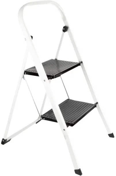 Unique 2-Step Steel Folding Ladder 150 kg Heavy-Duty Capacity GS Safety Certified Non-Slip Wide Tre…