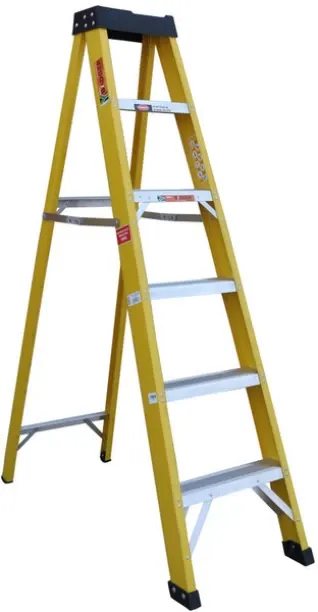 Unique Ladders 6-Step Heavy-Duty Fibreglass A-Frame Ladder 1.8 m Height Non-Conductive Safety Rails…