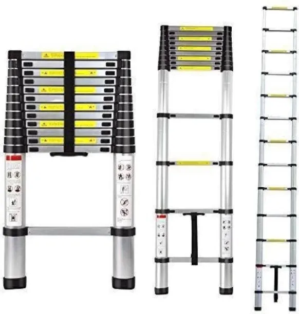 Urban Pulse 3.8m Aluminum Telescopic Extension Ladder – Heavy Duty Multi-Purpose Folding Ladder wit…