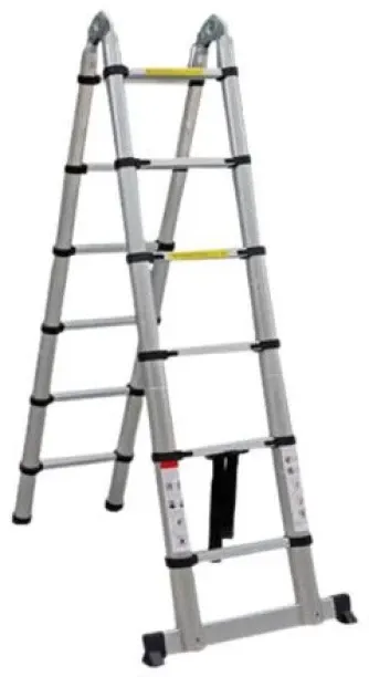 fancystuff 2.8m and 2.8m Aluminum Multi-Purpose Ladder - Foldable Dual Use Aluminium Ladder