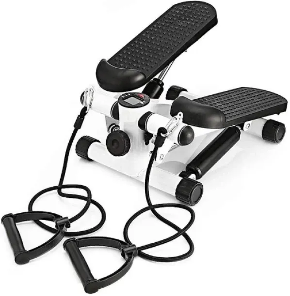 Generic Fitness Exercise Stepper Bike with Resistance Bands-White & Black Stepper