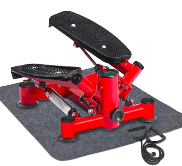ShopMarket Mini Twist Stepper Machine – Resistance Bands, Digital LCD Monitor, Compact Cardio Train…