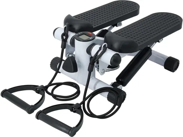 Generic Exercise Stepper Bike with Resistance Bands-White & Black Stepper