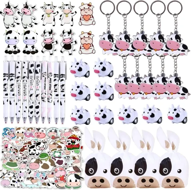 NEXUS 3 cm 100 Pcs Cow Party Favors Supplies for Kids, Include Keychains Stickers Cow Treat Goodie …