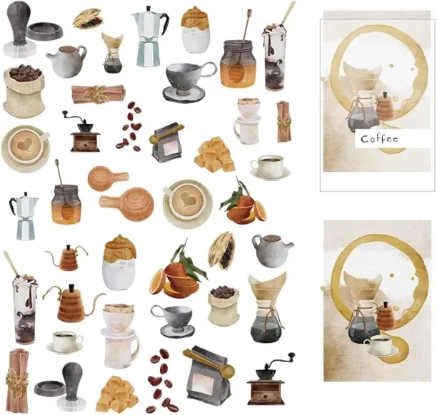 NEXUS 3 cm 40pcs Coffee Vellum Stickers for Scrapbooking Happy Planner/Card Making/Journaling Proje…