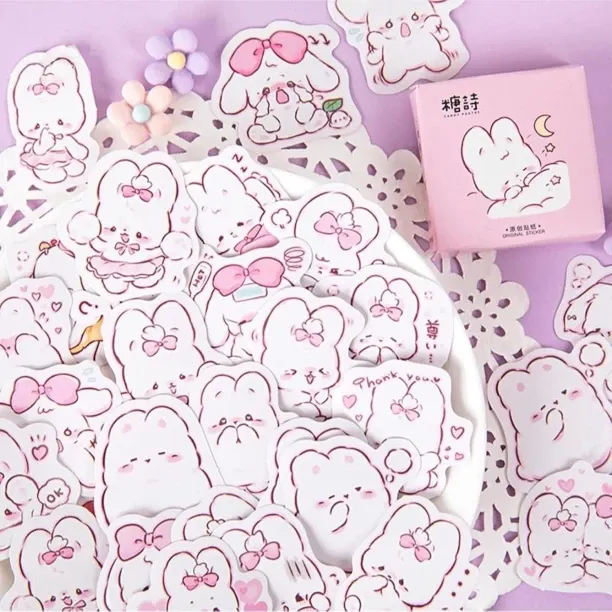 NEXUS 3 cm Small Rabbit Stickers, Obujopal 45Pcs Cute Animal Stickers for Scrapbooking Journaling P…