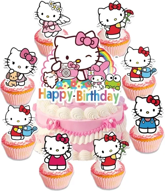 NEXUS 3 cm 25pcs Hello Kittys cake toppers Kids Birthday Party Supplies Kitty Cat cupcake Topper Pa…