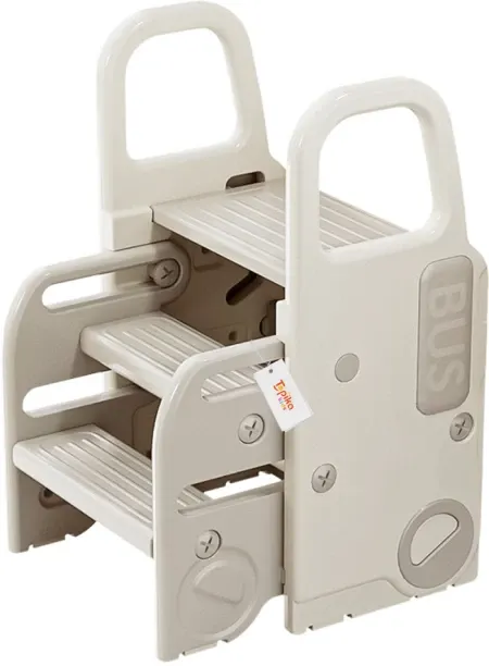 Topika 2-in-1 Foldable Toddler Step Stool with Safety Rails, Height Adjustment Stool