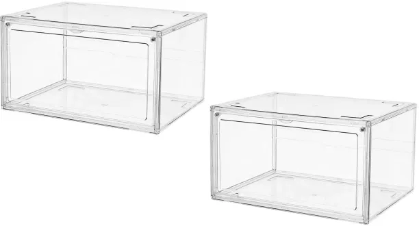 No Brand 2-Set Clear Acrylic Shoe Storage Box - Container for Sneaker Heels Display Storage Box