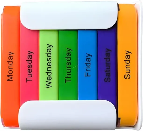 Duomi 7 Day Vertical Pill Organizer, Detachable Pull Out Daily Compartments Multi Color PP Plastic …
