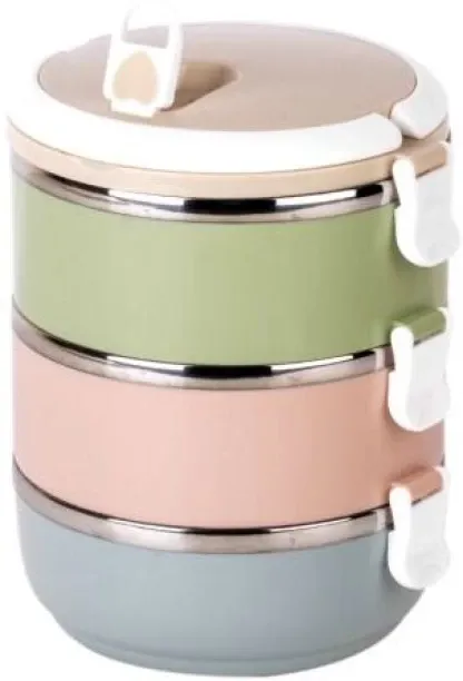 Portable Thermal Insulated Stainless Steel Triple Layer Lunch Box Thermal Insulated Triple Layer Lu…