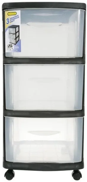 Unique 3 Drawer Storage Unit Black Storage Box