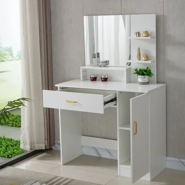 Golden Star Africa Dressing Table with Mirror Makeup Vanity Desk Storage Table Melamine Free Standi…