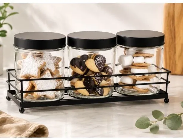 Danny Home Glass Storage Canister 3pcs 720ml Shelf Organizers