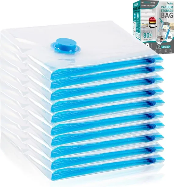 Topika 10 Vacuum Bags, Space Saver Compression Pack Set 80�100cm Plastic Storage Pouch