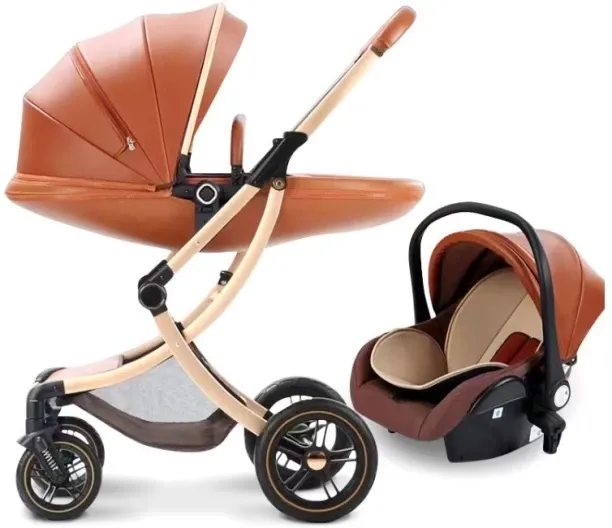 Belecoo Quality Luxury Aluminum Alloy Frame Baby Cart Strollers 3-in-1 Pram with Car Seat Combo 3 P…