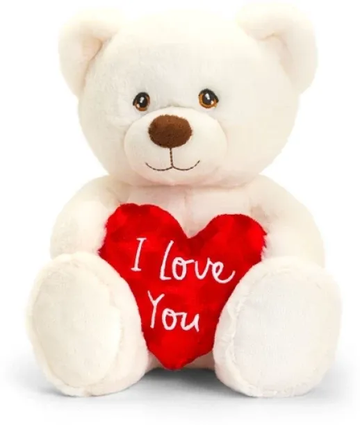 Keel Toys Keeleco Cream Waffle Bear with Heart (20cm) – The Perfect Eco-Friendly Valentine’s Gift  …