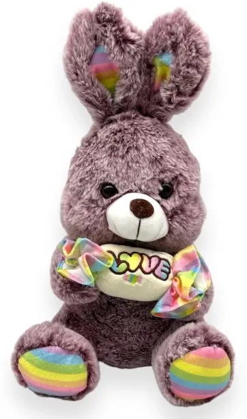Teeto Toys Toys and Beyond - Rainbow Love Bunny Plush Toy - Purple  - Medium