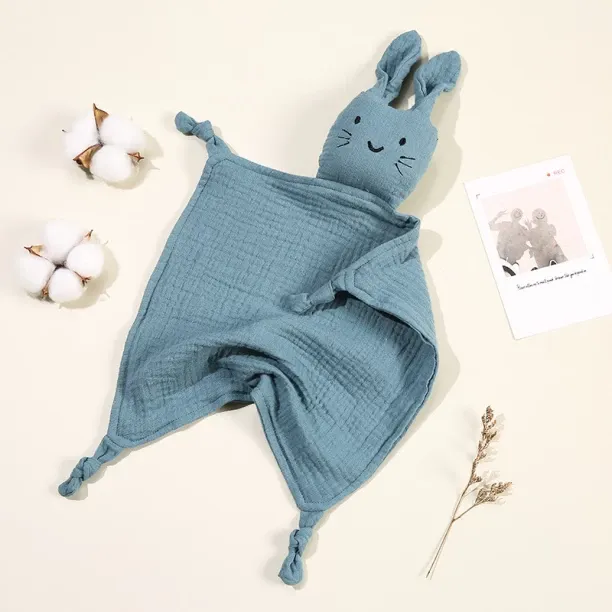 MAX (Blue)Baby Cotton Muslin Comforter Blanket Soft Newborn Sleeping Dolls Cute Cat Kids Sleep Toy …