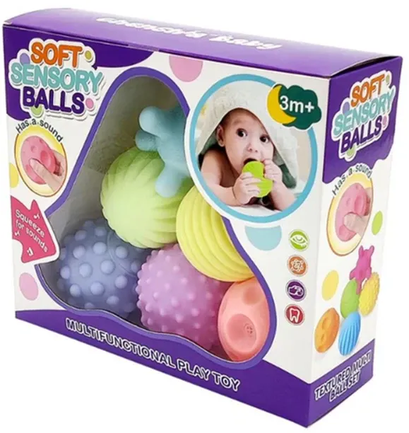 Soft Textured Tactile Sensory Ball Set - 6 Piece  - free size
