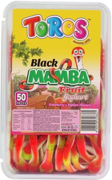 Toros Gummy Jelly Black Mamba Strawberry, Yoghurt Jelly Sweets