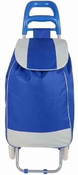 Ashomonline Grocery Shopping Trolley with Bag (Blue) Cabin & Check-in Set 2 Wheels - 36 inch