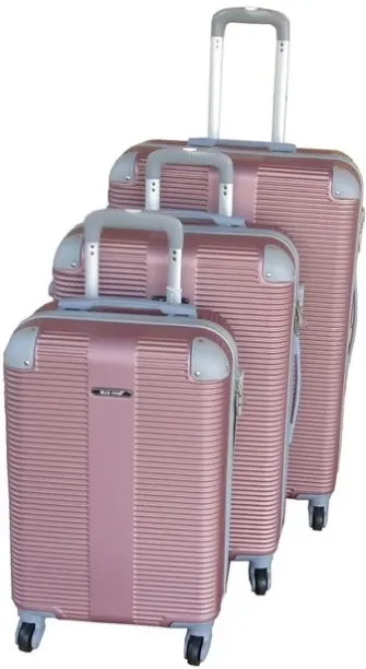 Generic 3 Piece Luggage Set- Hard Shell Light Weight Suitcase_Pink Cabin & Check-in Set 4 Wheels - …