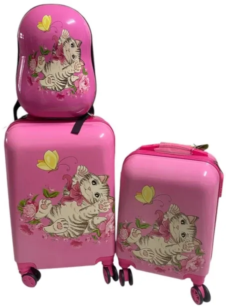 Kids Travel Luggage Bag -kitty Cat-3 Set of Bags Kids Travel Luggage Bags Pack of 3-Kitty Cat Cabin…