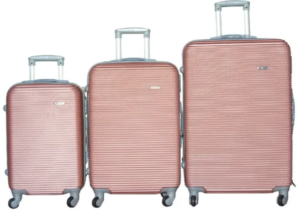 FRESHFINDSONLINE 3 Piece Hard Outer Shell Luggage Set - Rose Gold Cabin & Check-in Set 2 Wheels - 2…