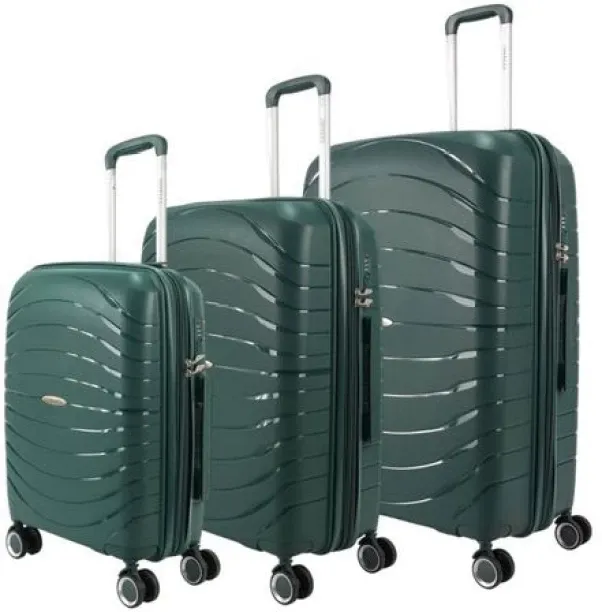 3 Piece Luggage Suitcase set green Green Set # Piece Suitcase Check-in Suitcase 4 Wheels - 30 inch