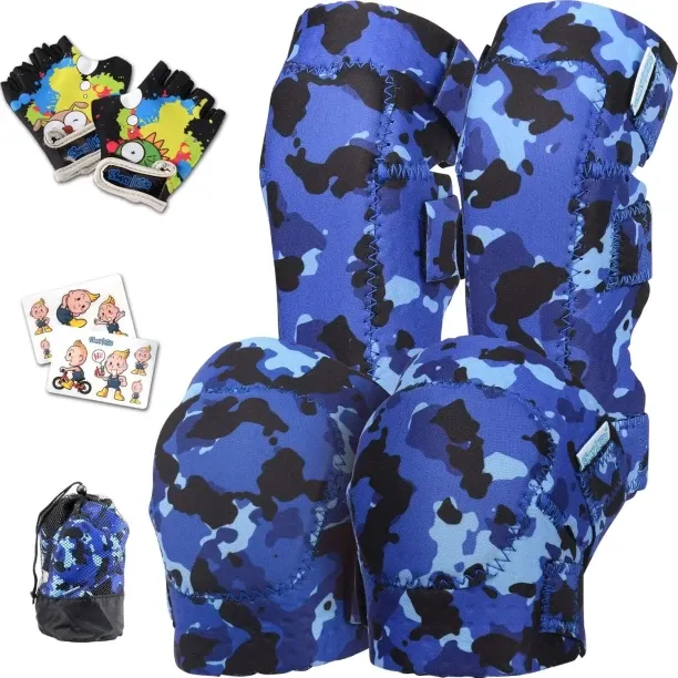 NEXUS Simply Kids Knee and Elbow Pads with Bike Gloves - Comfortable Toddler Protective Gear Set fo…