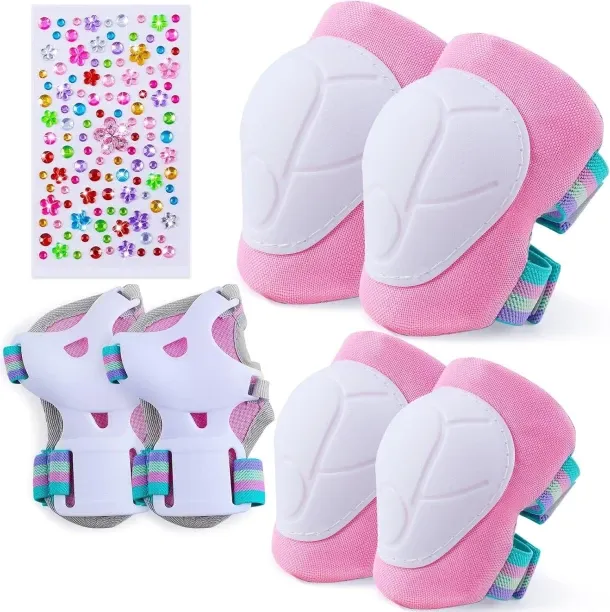 NEXUS Knee Pads for Kids Knee and Elbow Pads Wrist Guards with DIY Stickers Adjustable Protective G…
