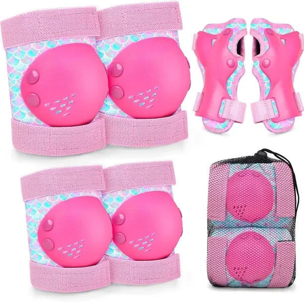 NEXUS Kids/Girls Knee Pads and Elbow Pads Set for 3-8 Years,Knee Pads for Kids Wrist Guards with Dr…
