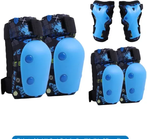 HOME GYM Thickening Adjustable Sports Protective Gear Kit for Kids - 6 Piece - Blue Knee Support Fo…