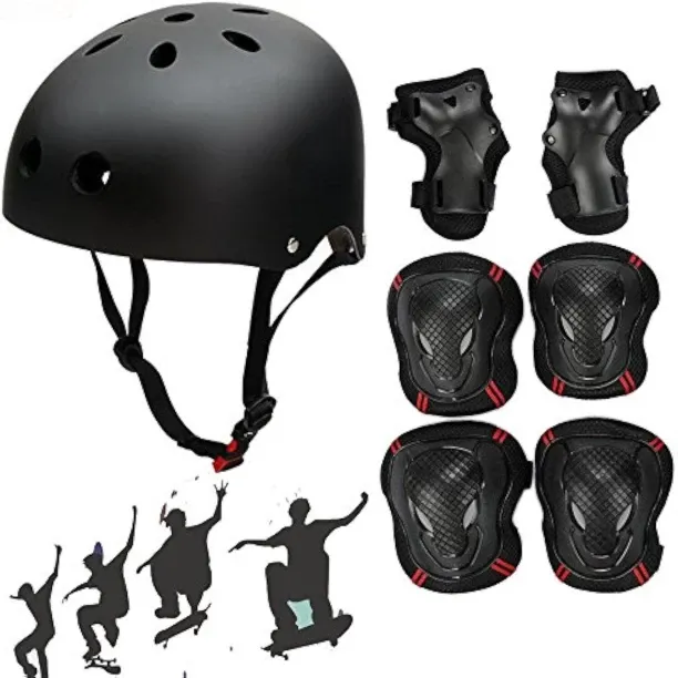 NEXUS Adjustable Skateboard Skate Helmet with Protective Gear Knee Pads Elbow Pads Wrist Pads for Y…