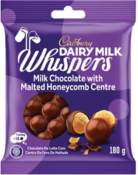 Cadbury Whispers Coated Malted Honeycomb Milk Chocolate Bites