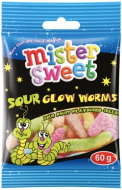 Mister Sweets Sour Glow Worms Pouch