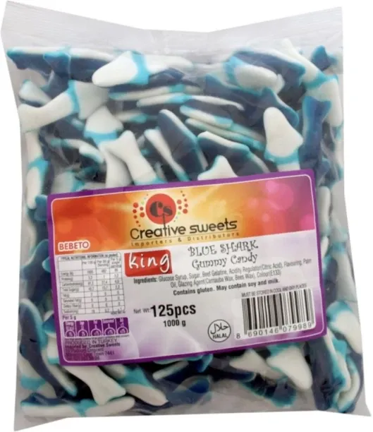 Creative sweets Blue shark gummy candy Bag