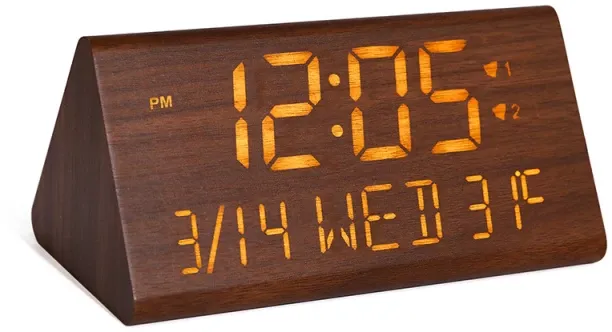 Wagu drum Wood Analog-digital Table Clock