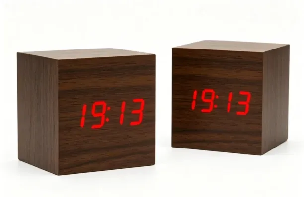 Wagu drum Wood Analog-digital Table Clock