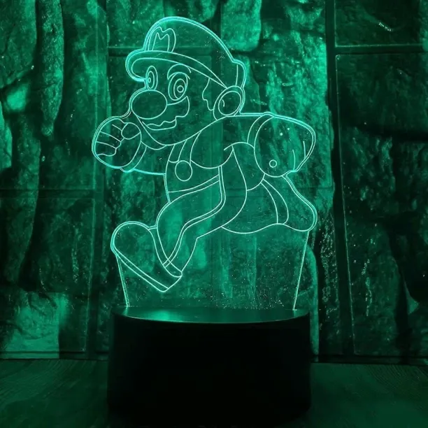 Huanix Remote Control Night Light Lamp Cartoon Super Running Mario Bros Action Figure 3D LED Bedroo…