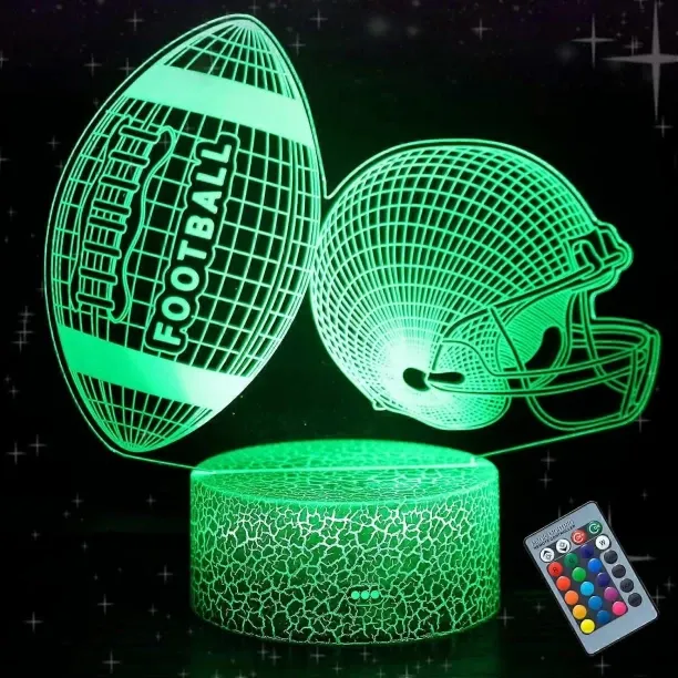 Huanix Remote Control Night Light Lamp Rugby 3D Illusion American Football Night Lights,16 Colors B…