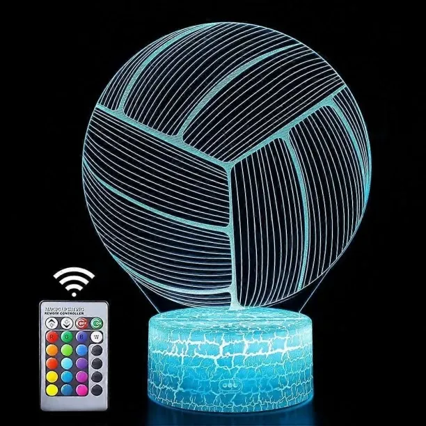 Huanix Remote Control Night Light Lamp Volleyball Night Light 3D Optical Illusion LED Lamps with Be…